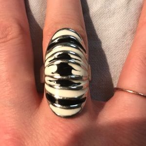 Black and white ring